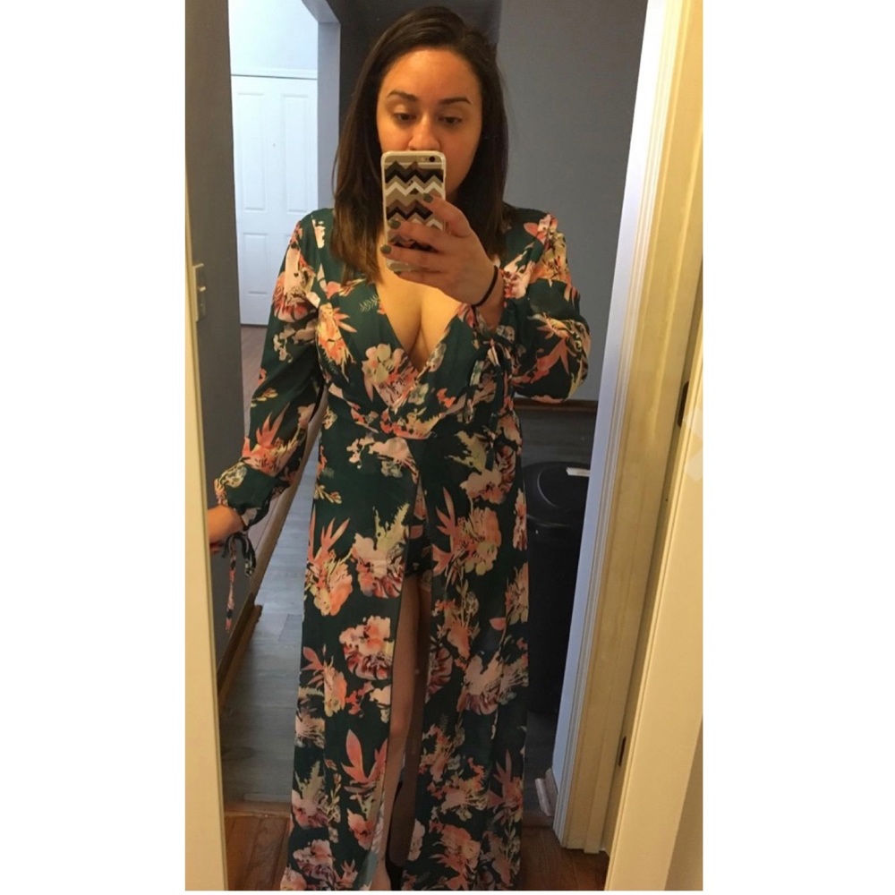 Chiffon overlay maxi dress.